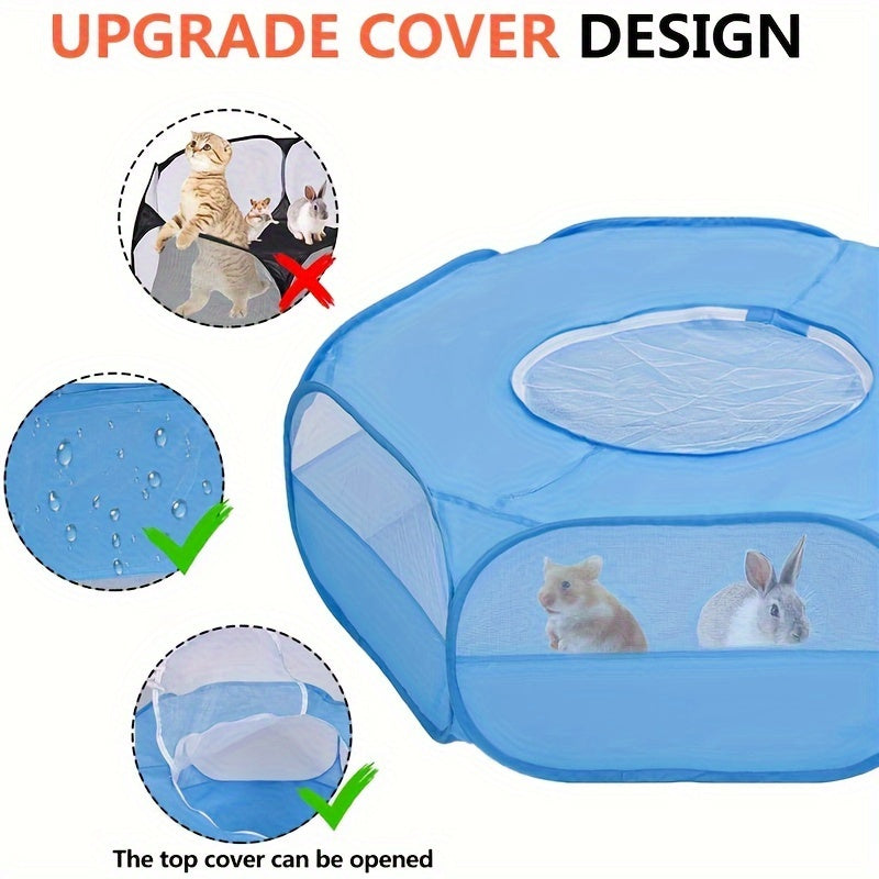 Foldable Pet Playpen with Cover for Small Animals Durable PE Material