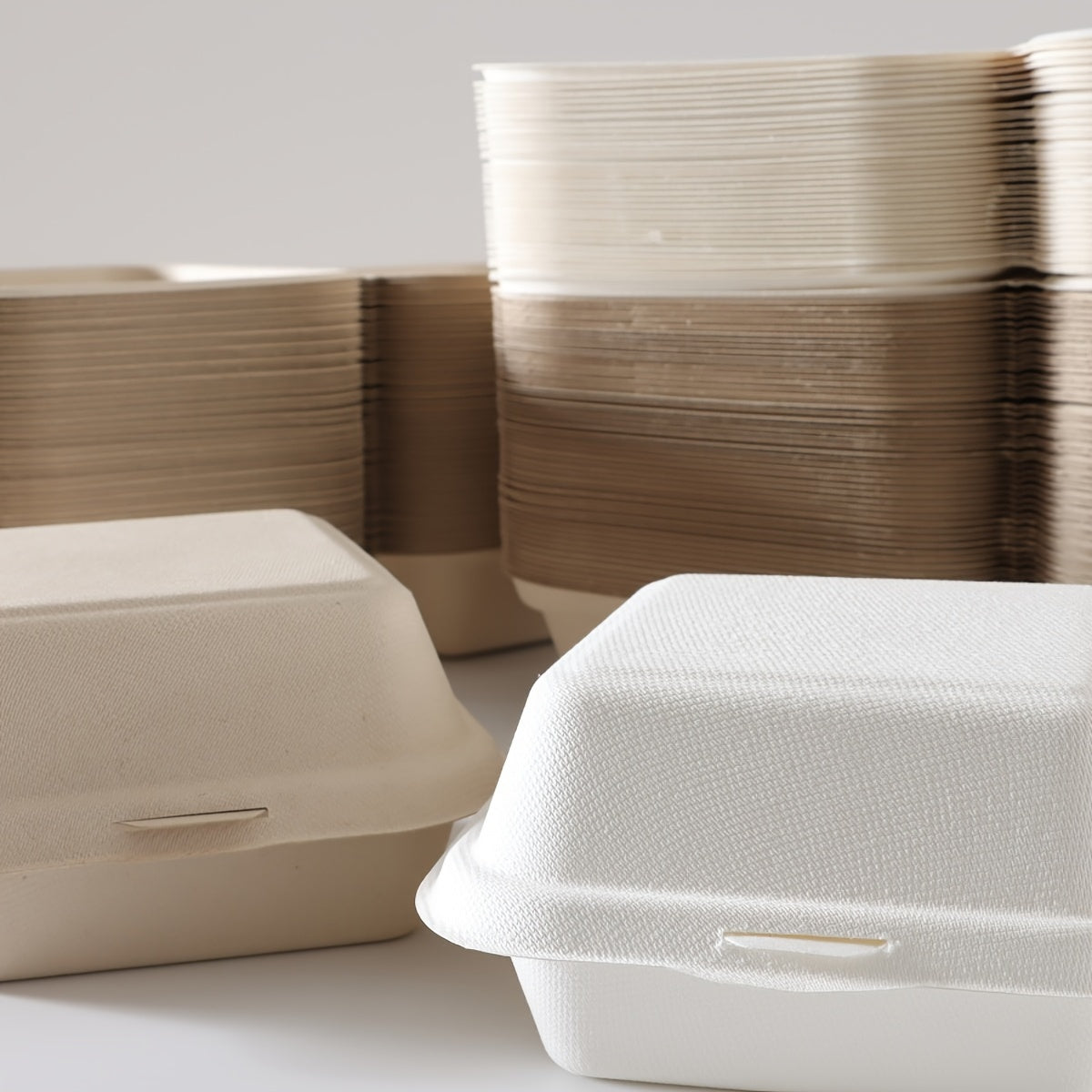 Ekologik toza bug'doy donasi qog'oz tushlik qutilari, 5, 15, 30, 50 ta, sendvichlar, salatlar va shirinliklar uchun