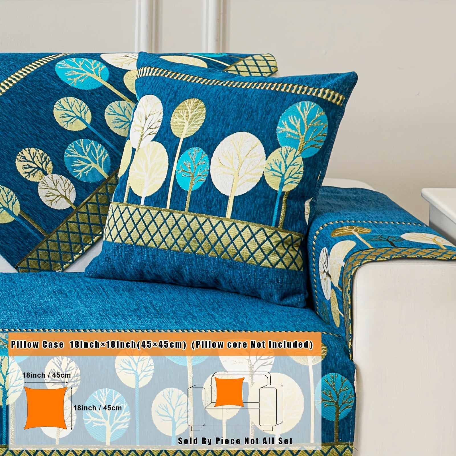 Bohemian Moonlit Trees Sofa Cover for Single to Quadruple Seaters Pet-Friendly Machine Washable Viscose