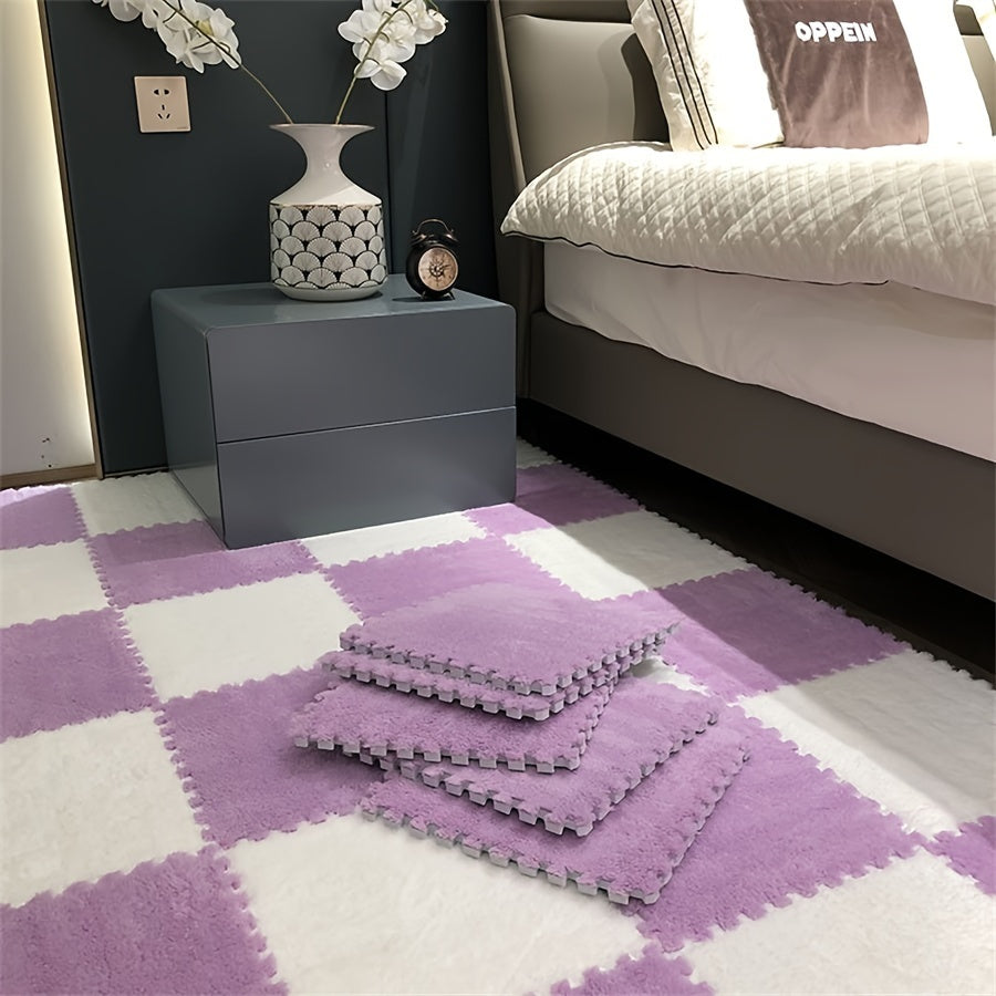 12-Piece Interlocking Carpet Tiles EVA Polyester Non-Slip 29.97cm Indoor Office Bedroom
