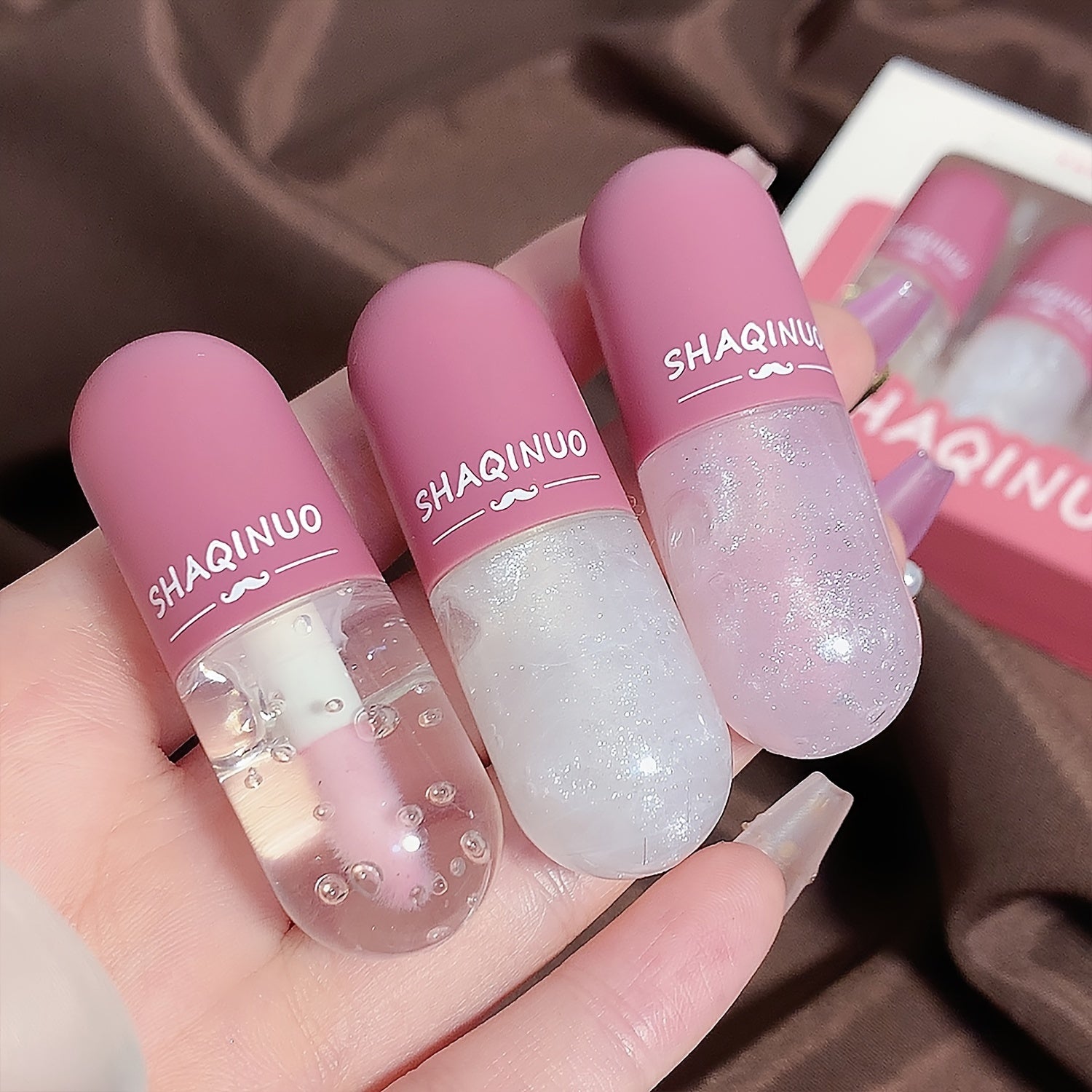 Mini Lip Gloss Set with Berry Shine Moisturizing Lip Oil and Sparkle for All Skin Types