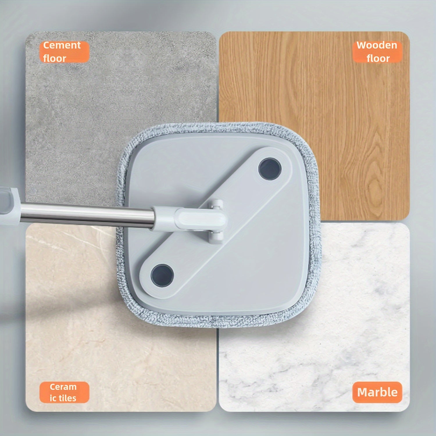 Автоматическая вращающаяся швабра для уборки дома с 2 сменными головками, удлиненной ручкой, функцией автоматического высушивания без рук, ведро в комплекте - идеально подходит для уборки полов в доме