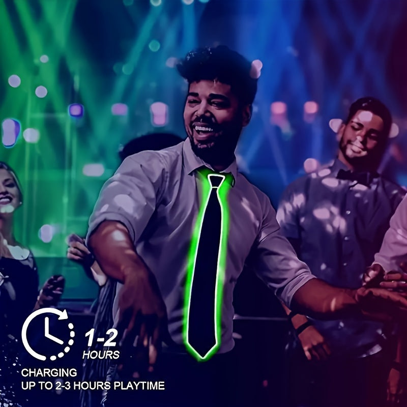 LED Light Up Necktie for Men Polyester Knit EL Wire Glowing Party Halloween Cosplay