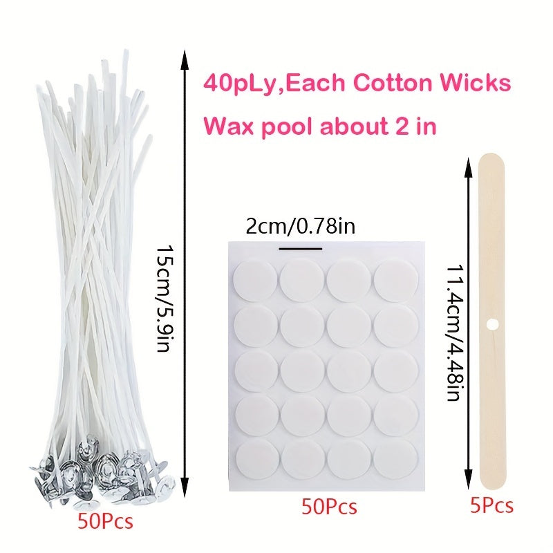 105-Piece Candle Making Kit with Wicks, Stickers and Wooden Holders for Soy and Beeswax Candles