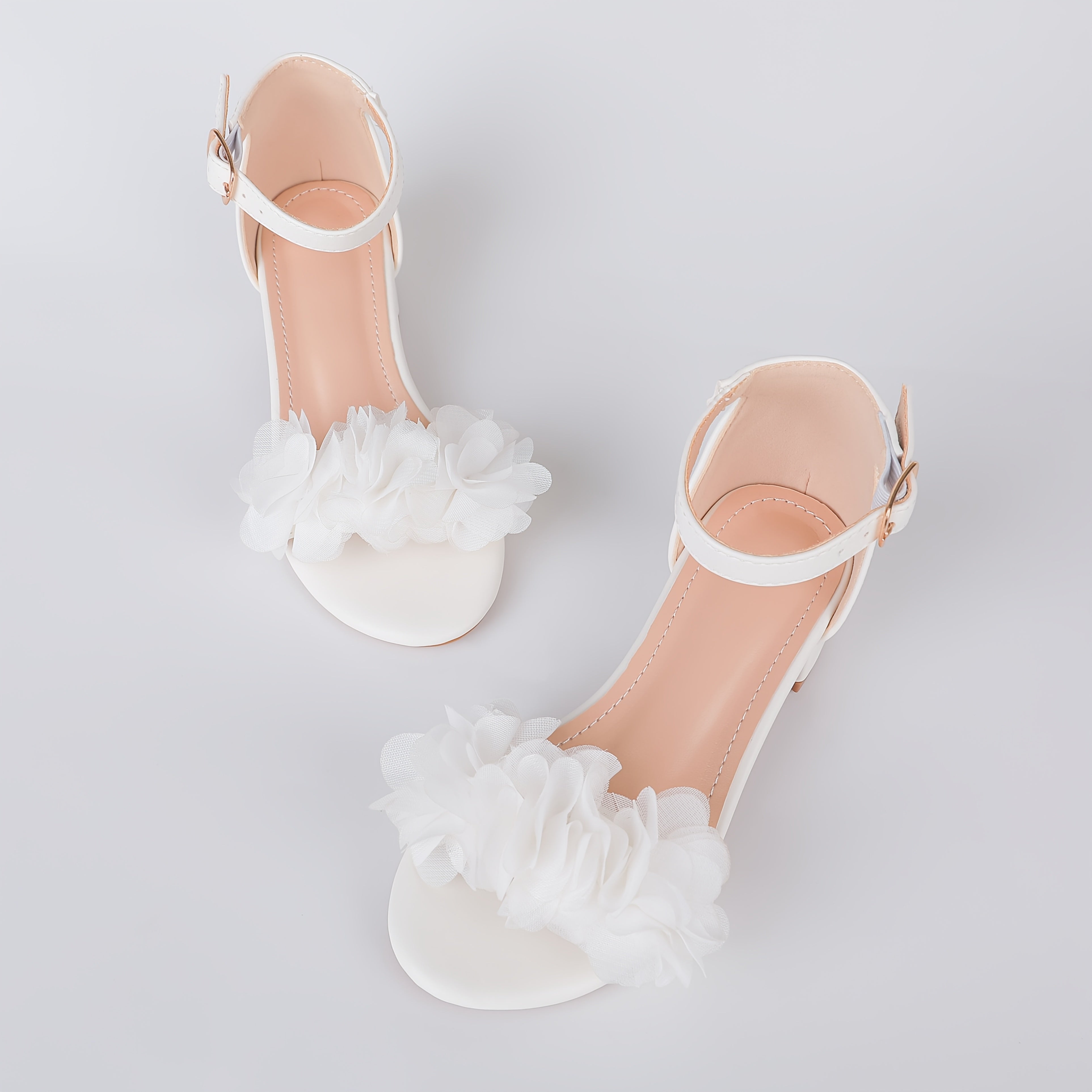 Girls Summer Open-Toe High-Heeled Sandals for Flower Girls Weddings Parties Toddler and Children