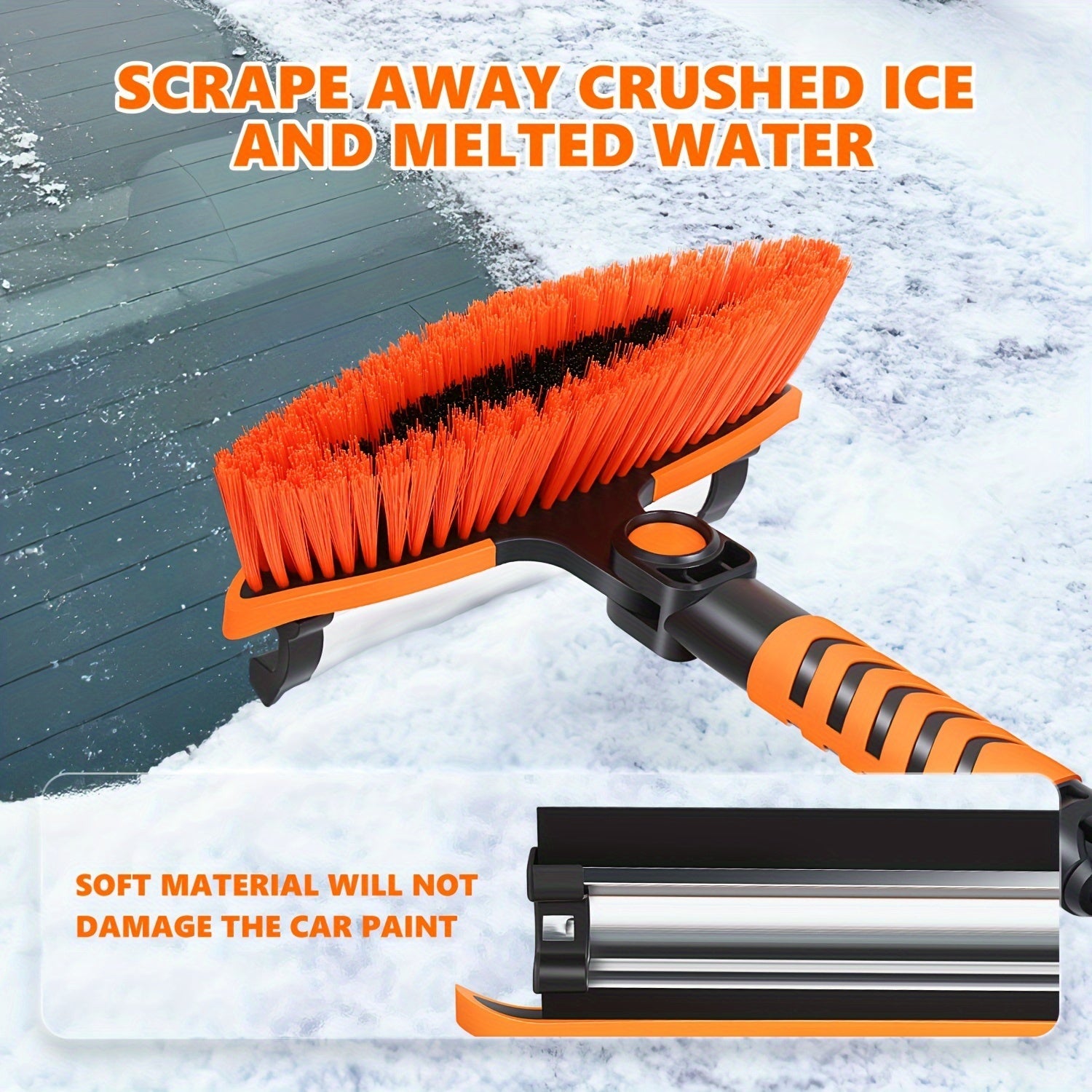 Winter Snow Broom and Ice Scraper Set with Extendable Shovel and Gloves