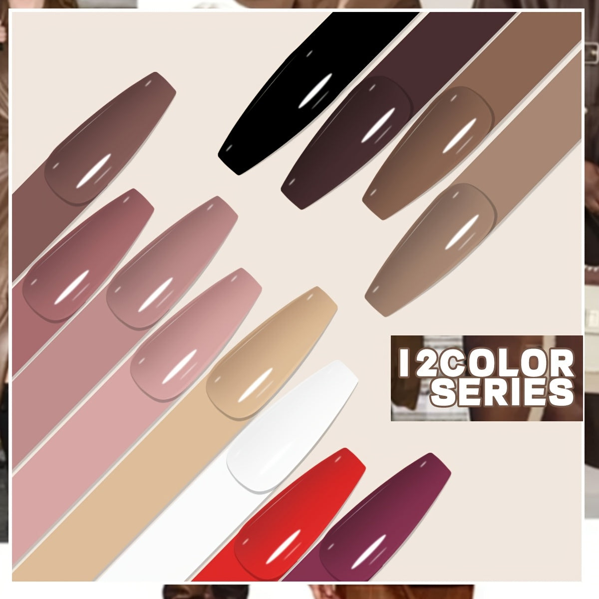 12-Bottle Gel Nail Polish Set Fall Winter Long-Lasting Semi-Permanent Glitter Hypoallergenic