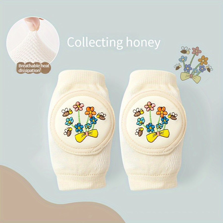 Kids Knee Pads Set of 2 Lightweight Breathable Anti-Slip Beige Polyester