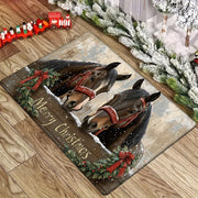 Holiday Christmas Horse Doormat Non-Slip Washable Water-Resistant for Kitchen or Living Room