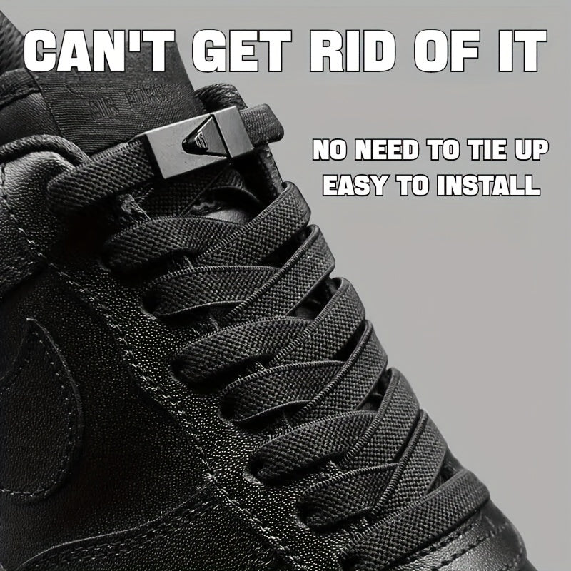 1 Pair 8mm Wide Elastic Flat Straps with Metal Buckle, Adjustable Shoelaces