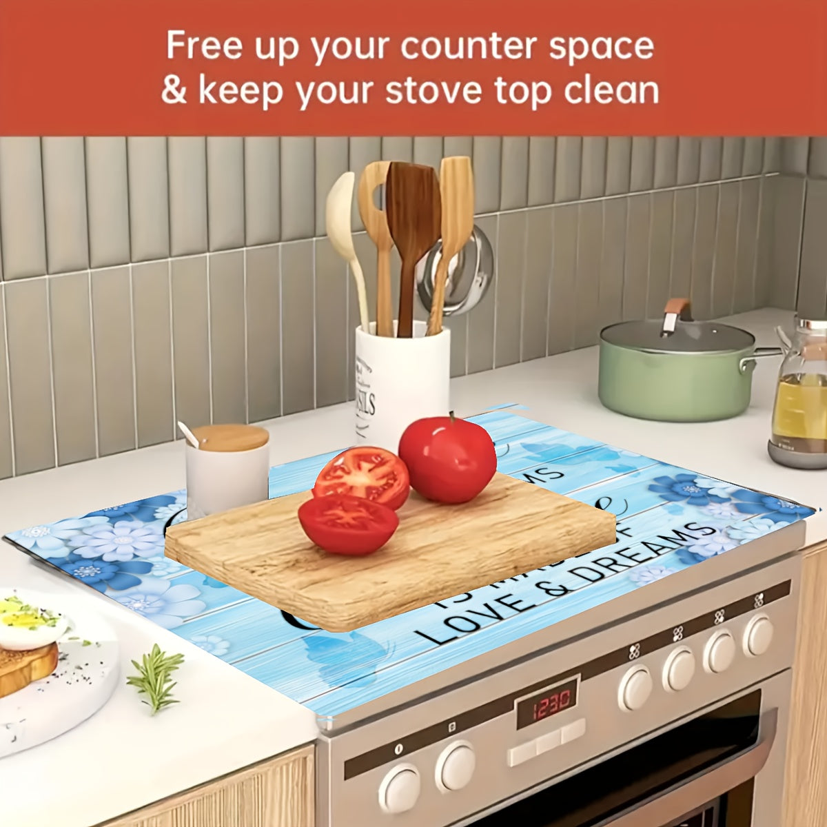 Extra Large Diatom Mud Stove Top Cover 28.5x20.5 Inches Countertop Mat for Electric Stoves and Coffee Makers