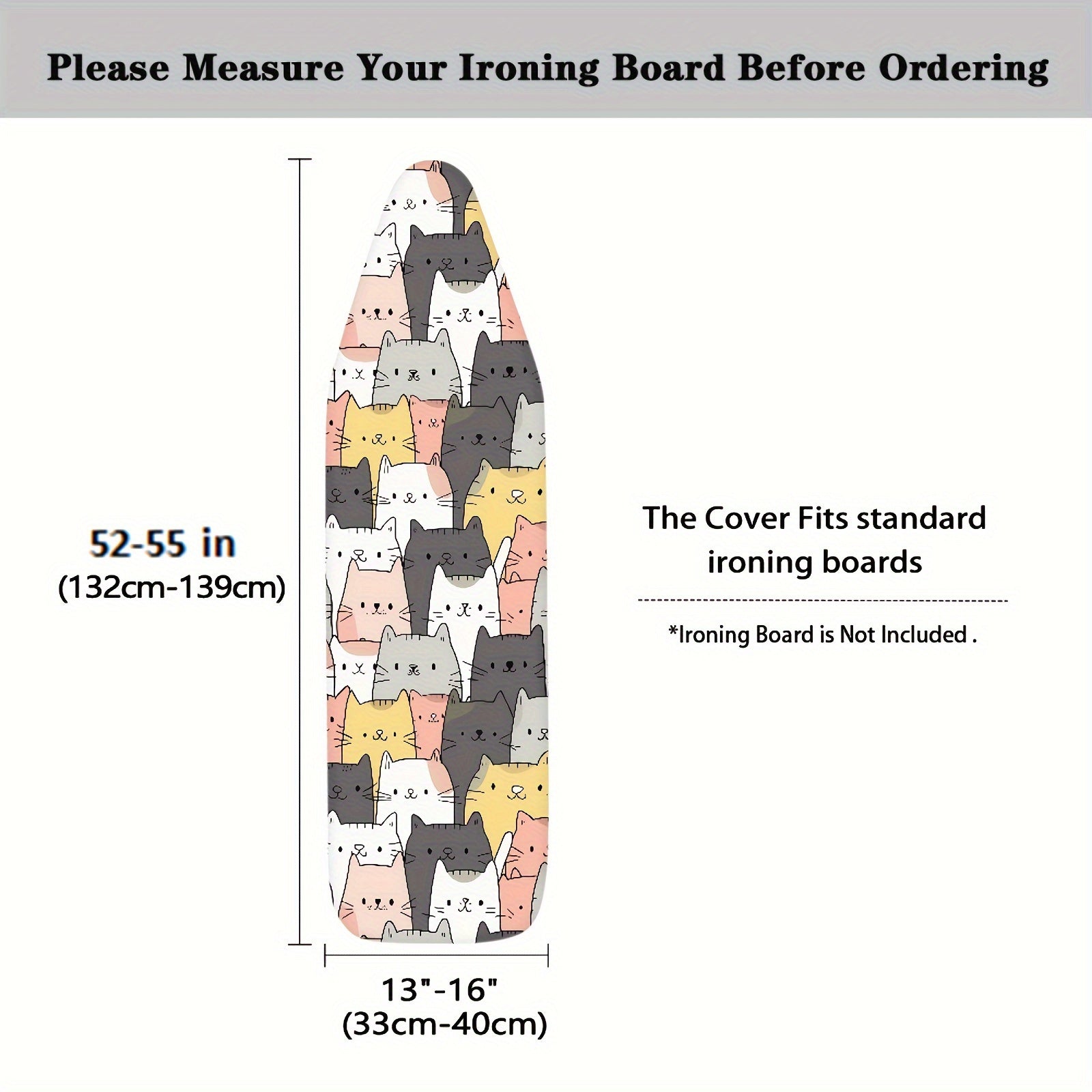 Cartoon Cat Ironing Board Cover Non-Electric Dustproof Elastic Edge Home Decor