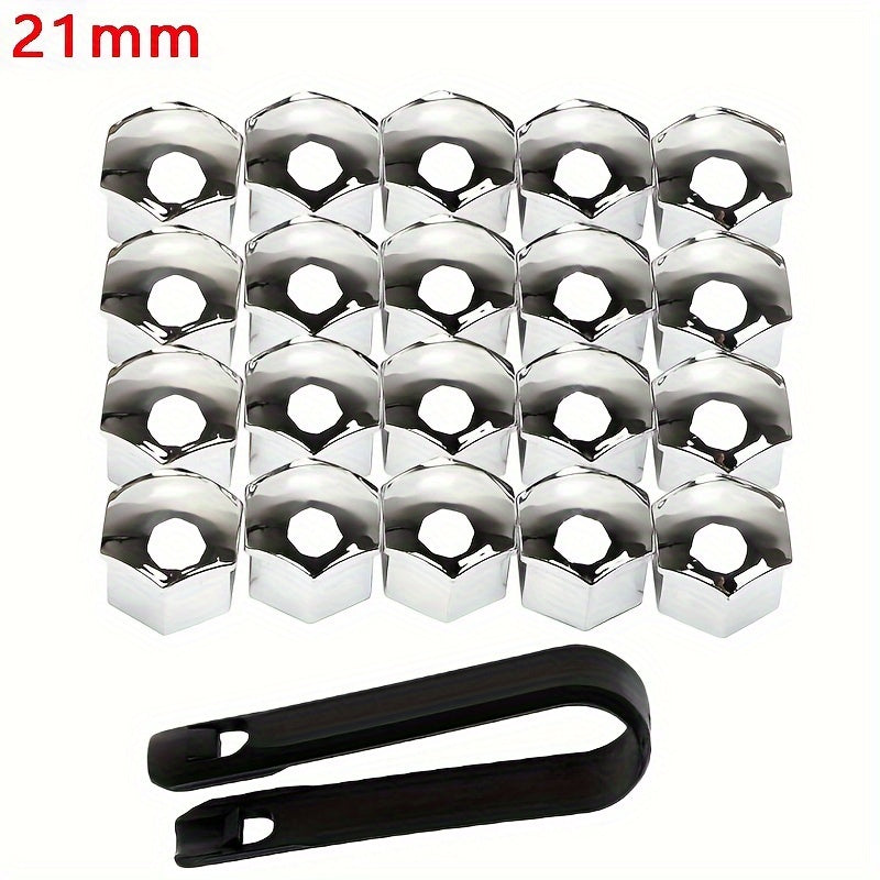 20pcs Chrome Glossy ABS Wheel Nut Covers Tire Bolt Protection Caps Universal Car Accessories