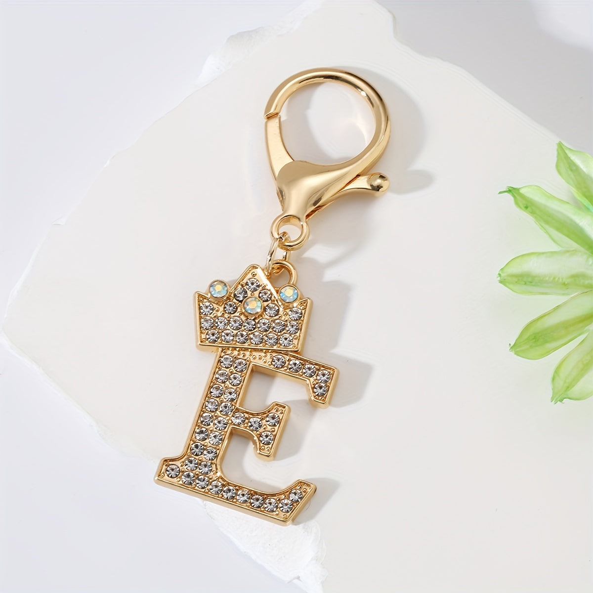 Men's Zinc Alloy Keychain with Artificial Diamond Crown and Letter Charms