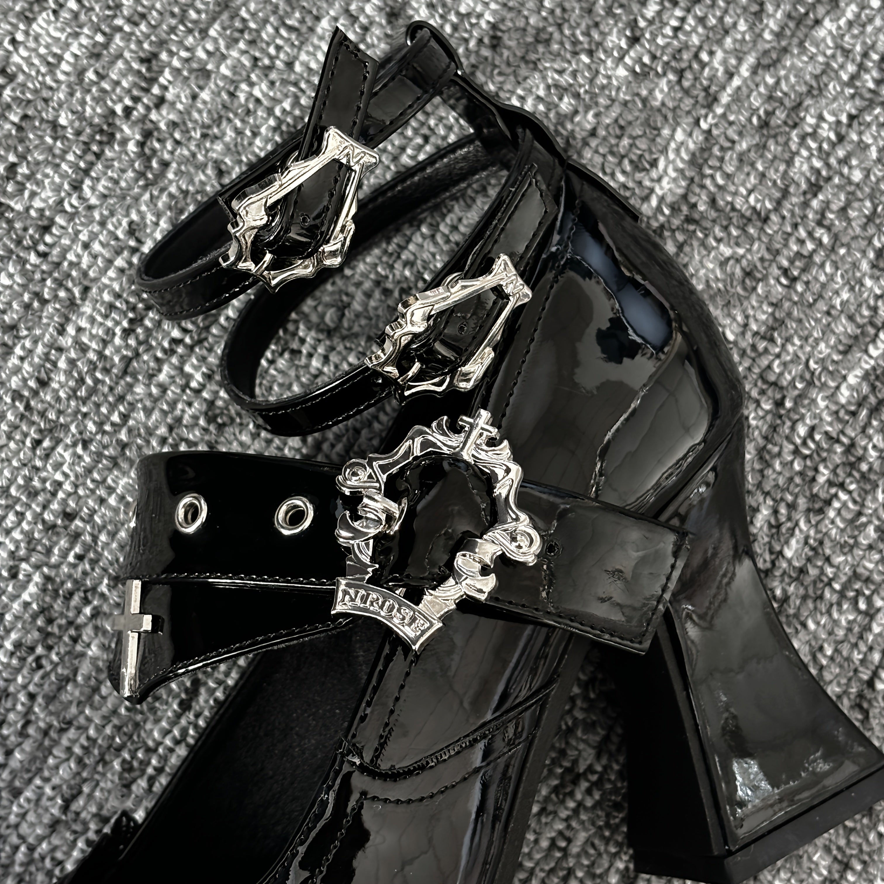 Women Gothic Pointed High Heeled Shoes Slim Heel Punk Single-Layer Shoes