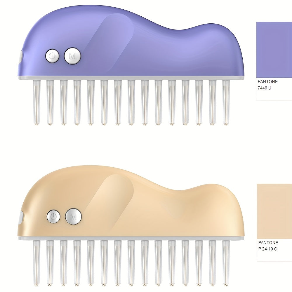 Portable Electric Scalp Massager Comb USB Rechargeable Head Relaxation Tool with Green Accents