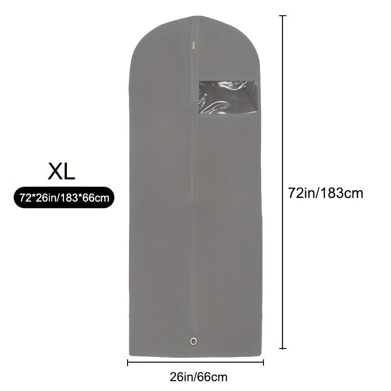 Gray Foldable Non-Woven Garment Bag with Zipper for Travel and Closet Storage