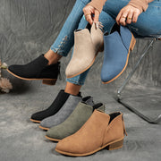 Women's Solid Color Ankle Boots Chelsea Short Boots with Thick Heel