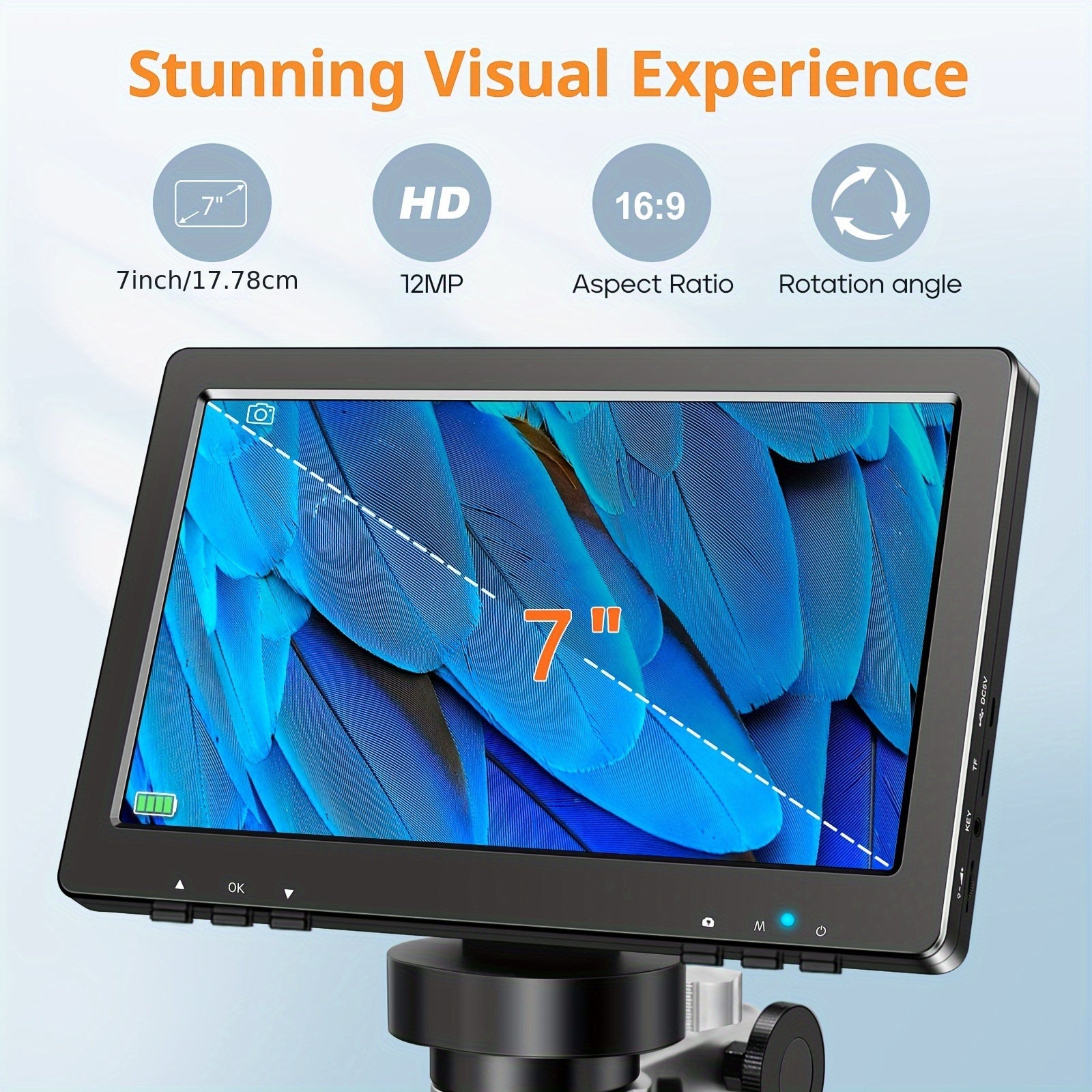 17.78cm LCD Digital Microscope with 1200X Magnification and 1080P HD for Electronics Repair