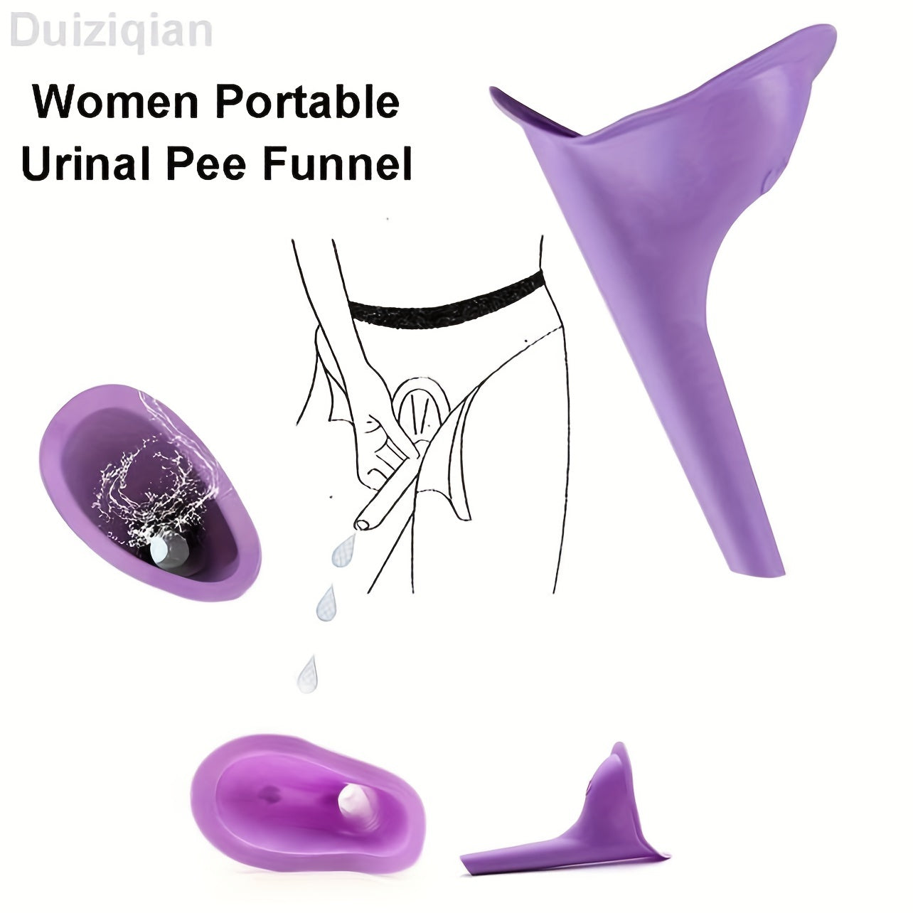 Women's Portable Emergency Urinal Purple Stand-Up Pee Device for Camping