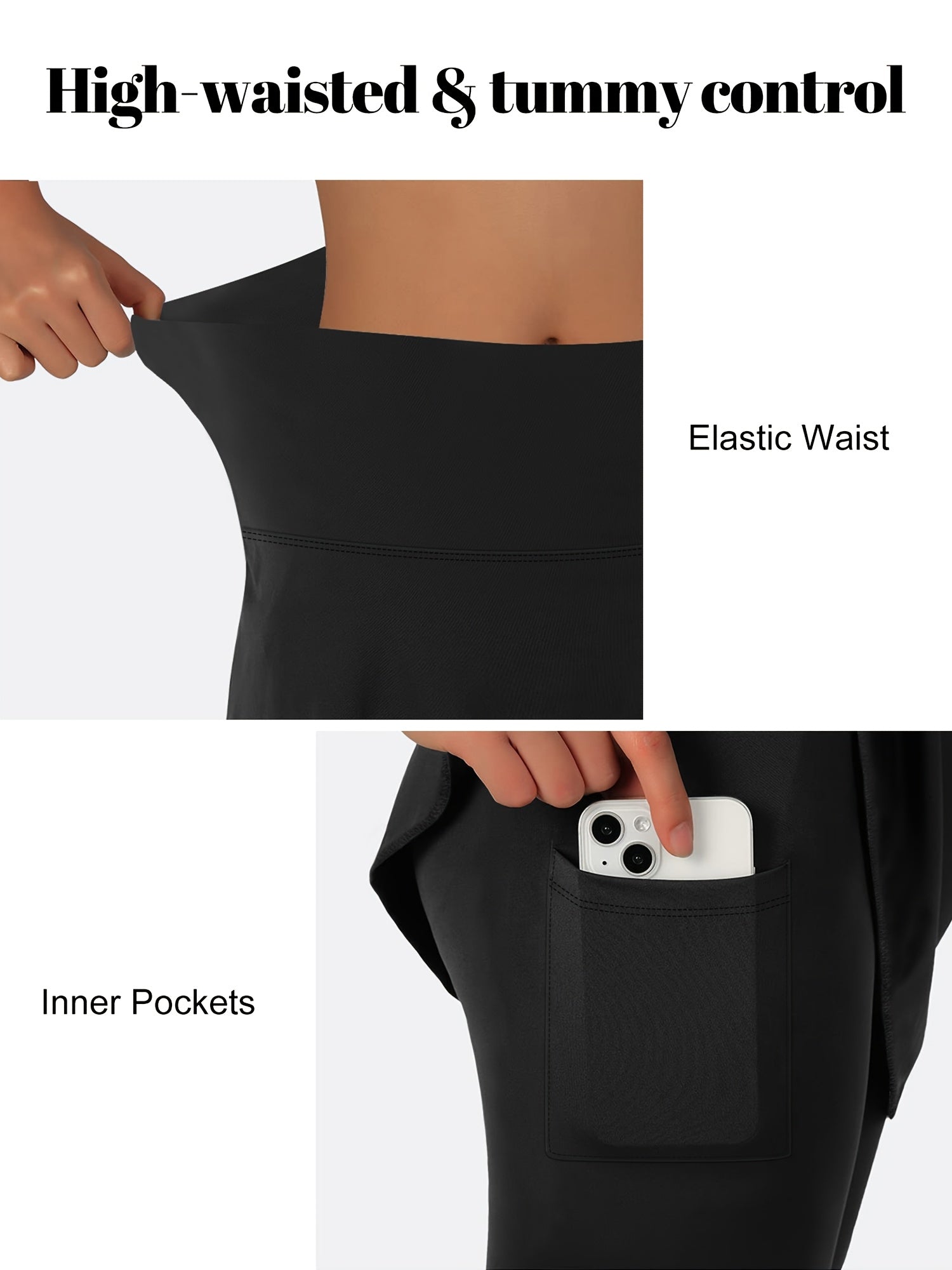 Falda pantalón capri de algodón de talle alto para mujer de tallas grandes con bolsillos