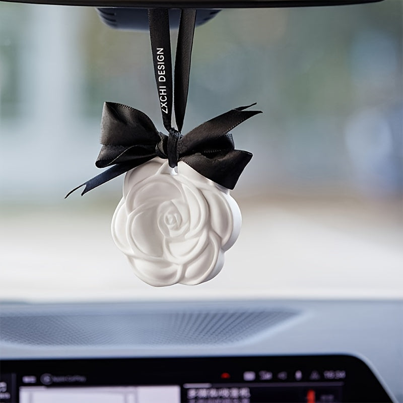 Car Scented Air Freshener Rose-Shaped Plaster White Flower Decor