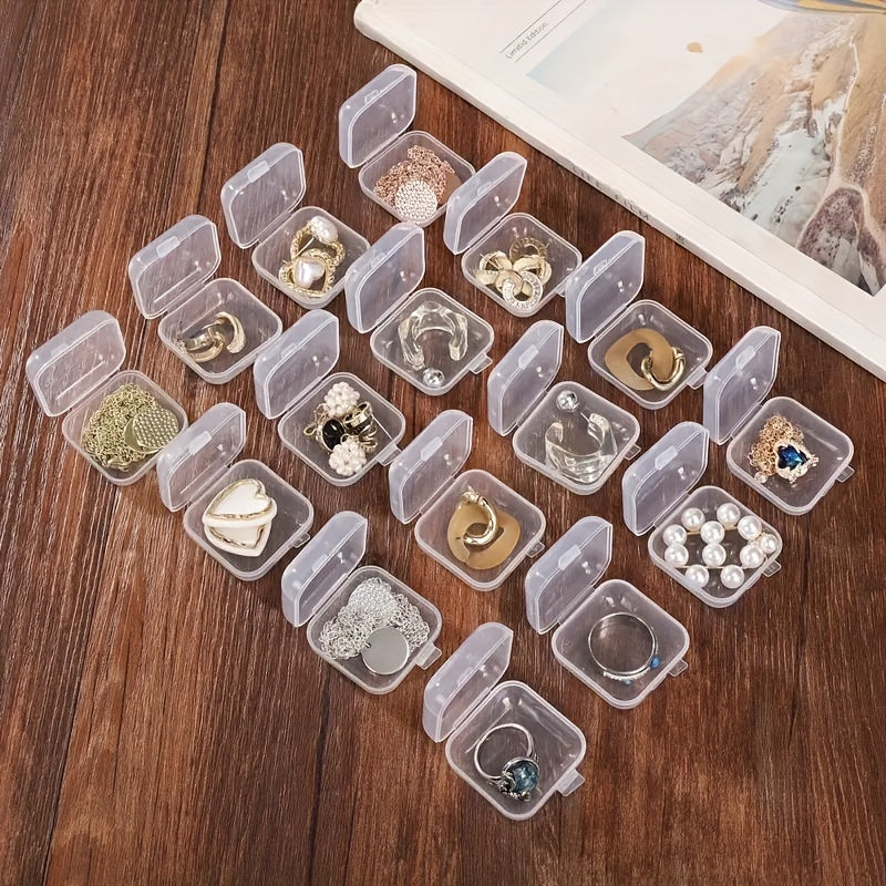 20-Pack Rectangle Plastic Storage Boxes with Lockable Lids for Jewelry and Accessories