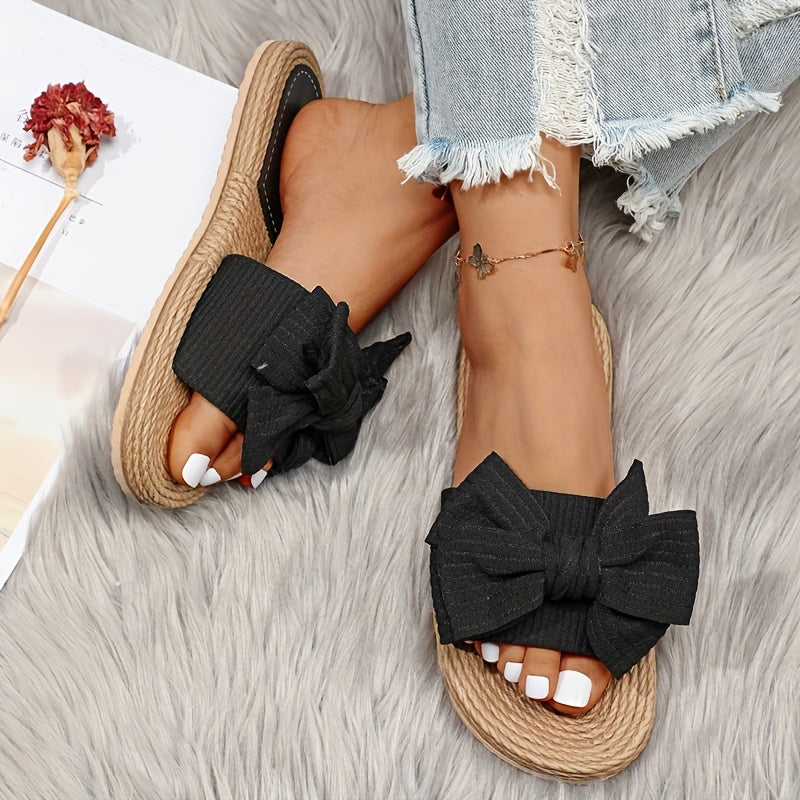 Women's Flat Bow Sandals Beach Vacation Flat Slippers