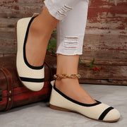 Women’s Breathable Knit Mary Jane Flats Casual Slip-On Shoes in Solid Color