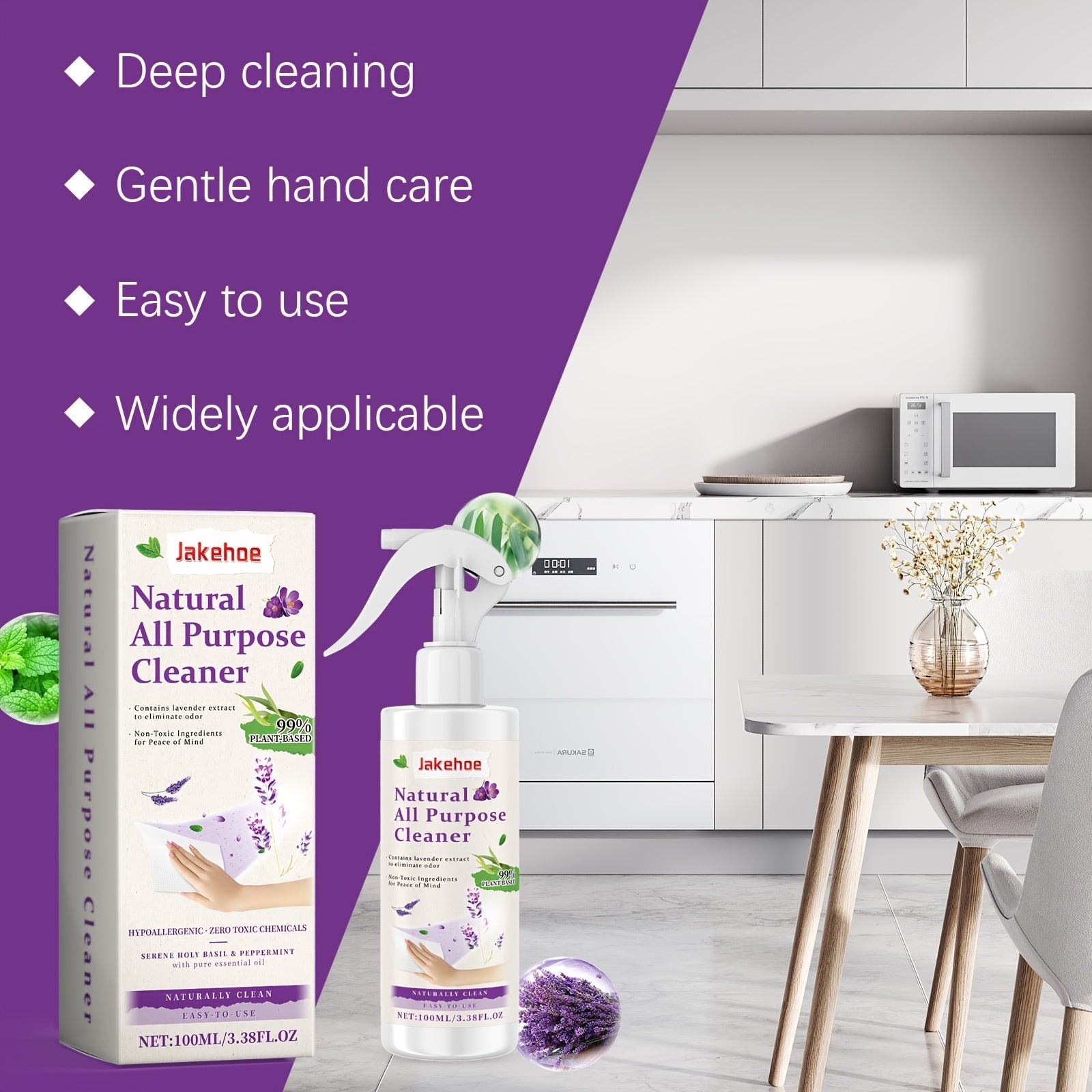 Barcha maqsadlar uchun oshxona tozalash spreyi, natriy bikarbonat dog'larni olib tashlovchi