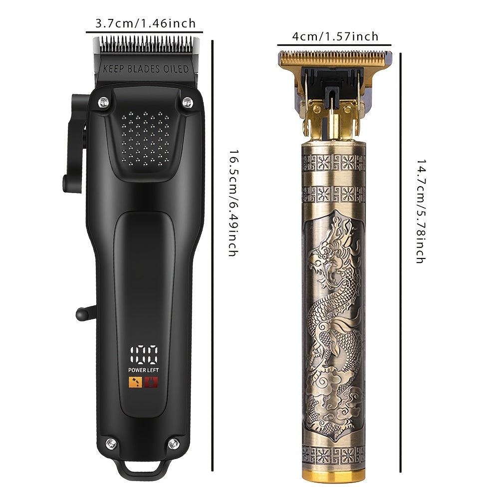 2pcs Electric Hair Clipper Set USB Rechargeable Lithium Battery Precise Cutting