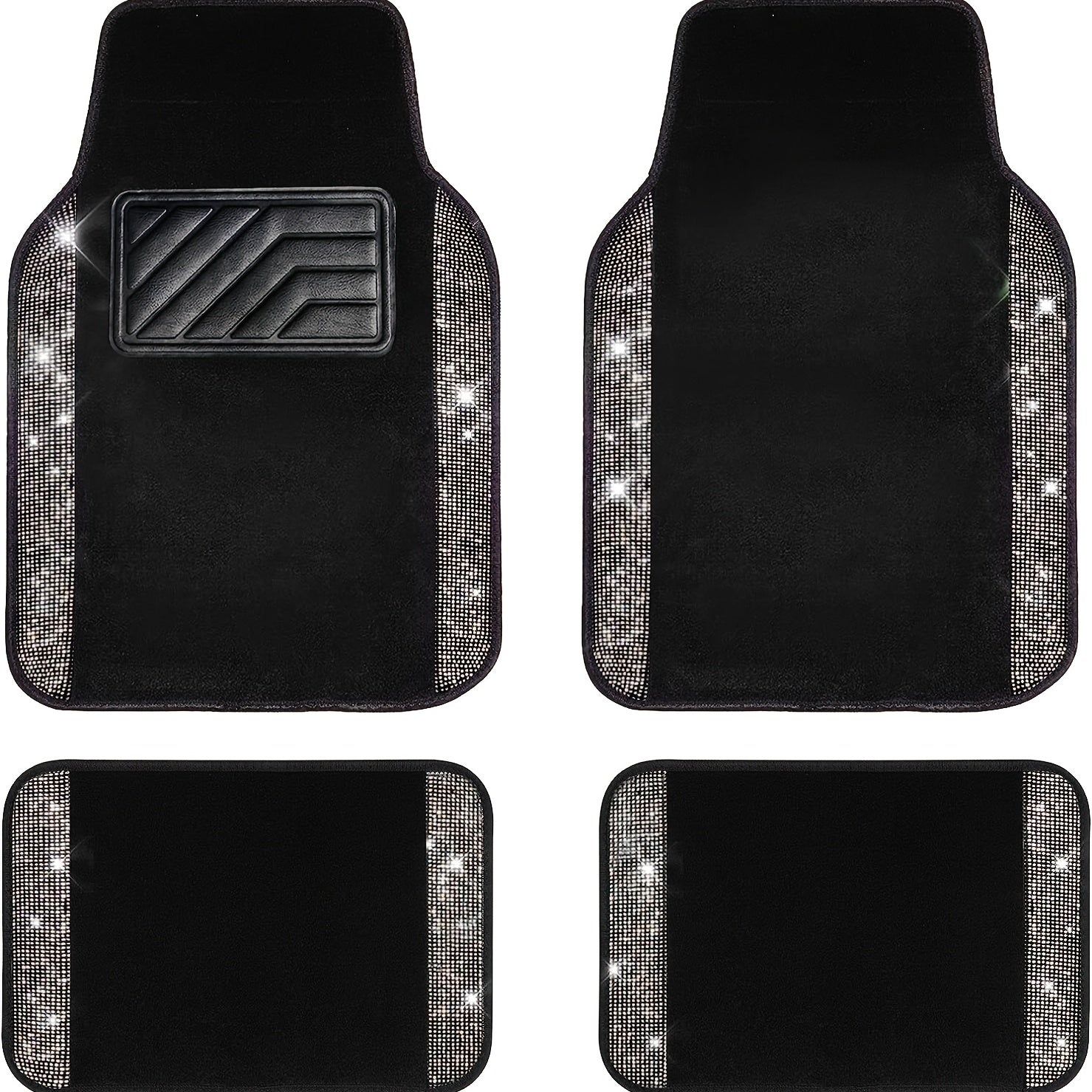 Universal Car Foot Mat With Diamond Inlay Non-Slip Durable Rubber