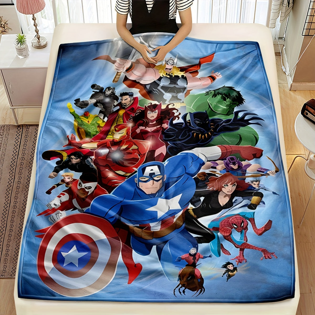 Superhero Throw Blanket for Kids and Adults Soft Cozy Lightweight Multicolor