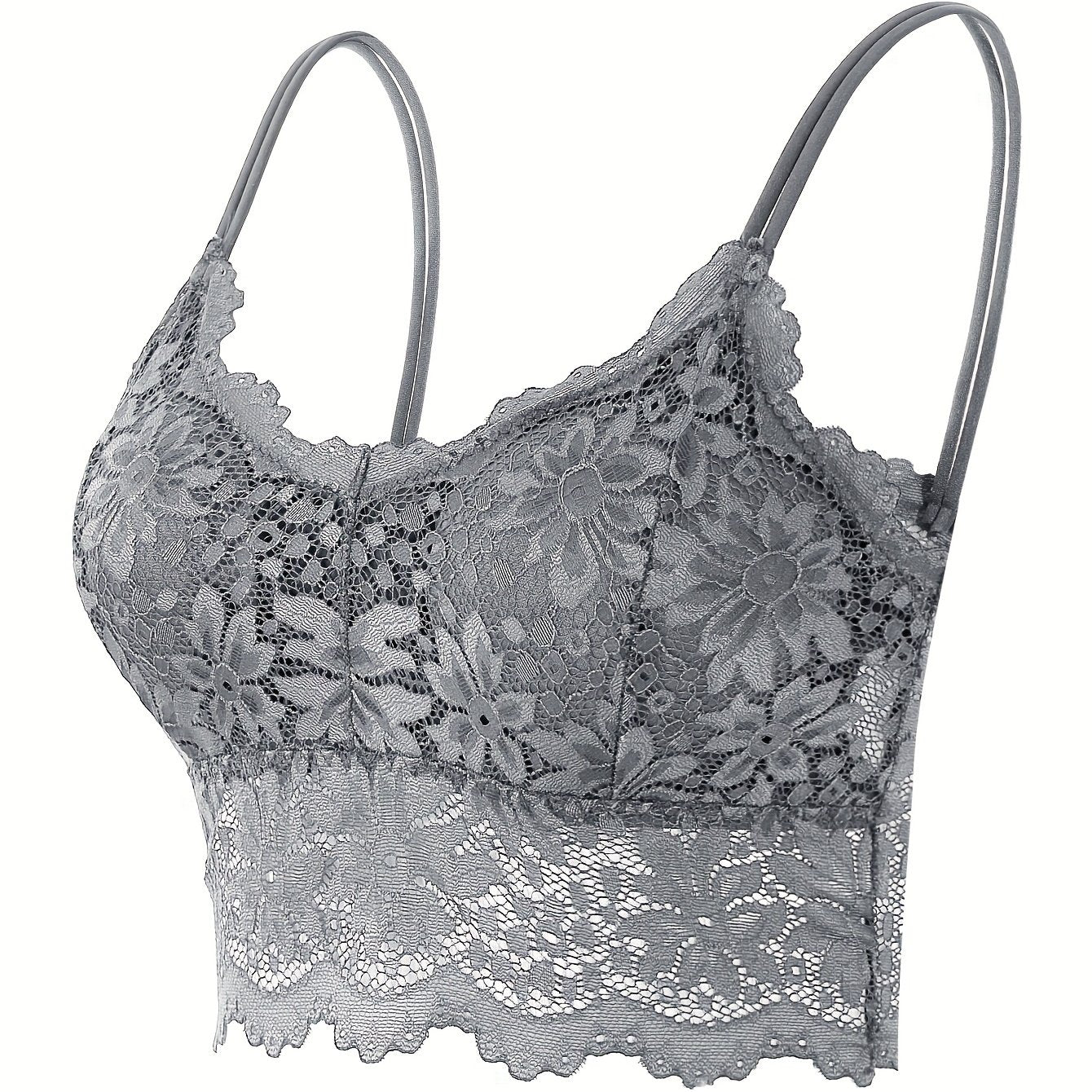 Women's Lace Cami Bra with Padded Support and Hollow Out Design