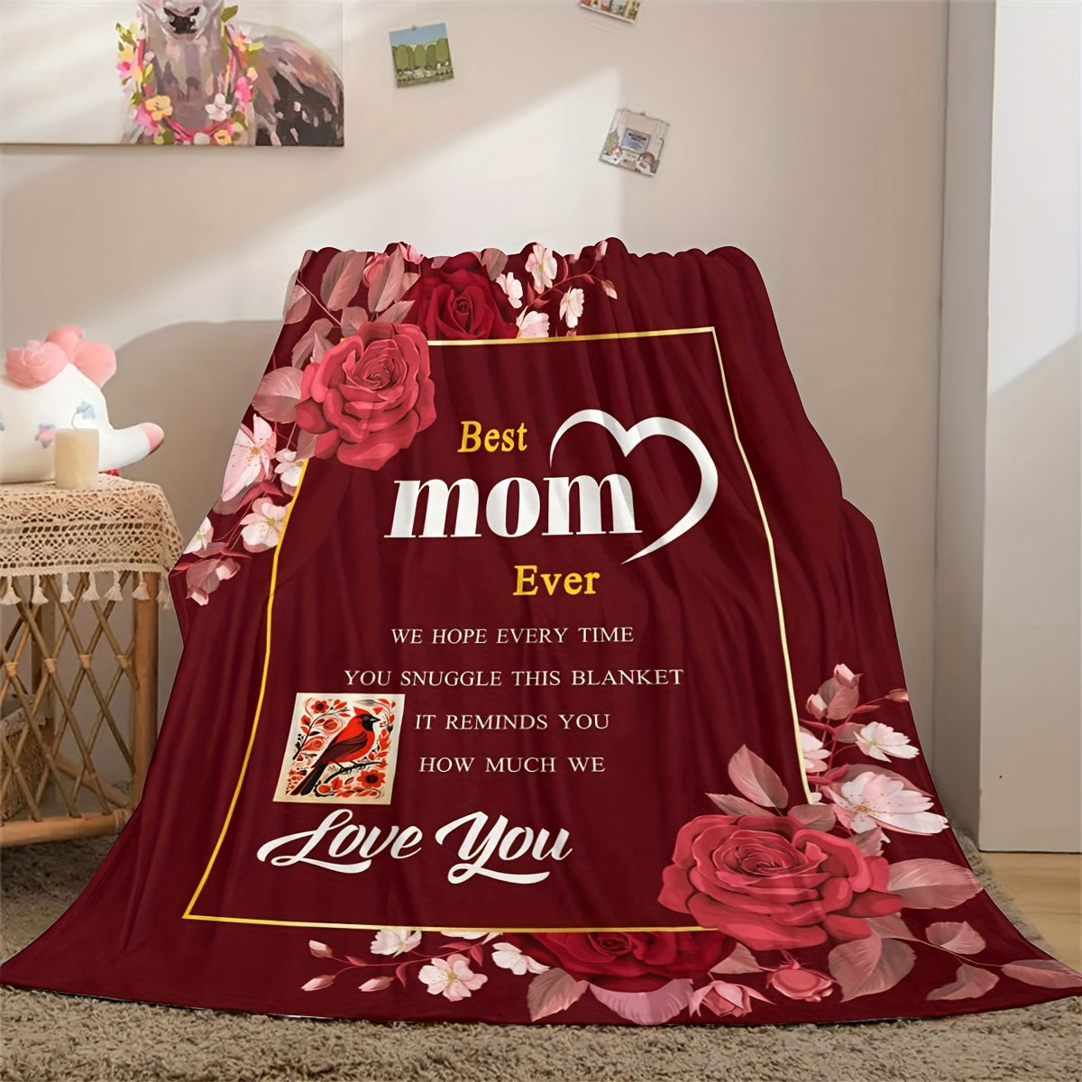 Cozy Flannel Throw Blanket with Heartwarming Message for Couch Bed Travel