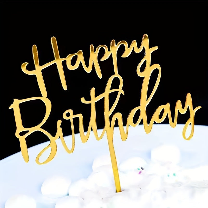 Paquete de 10 toppers de pastel de acrílico Feliz cumpleaños para decoración de fiestas