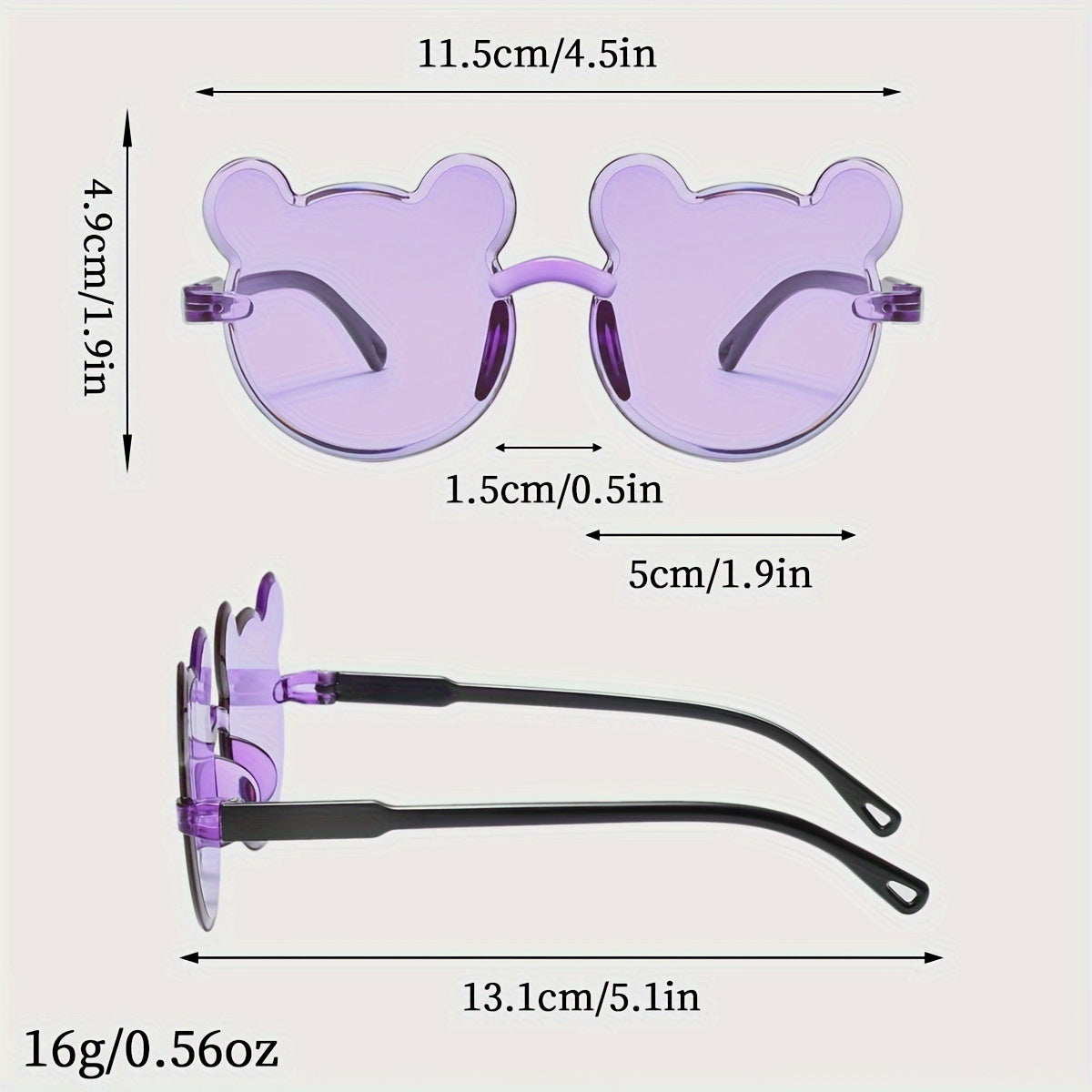 Set of 3 Cartoon Rimless Fashion Glasses with Gradient Lenses for Outdoor Activities