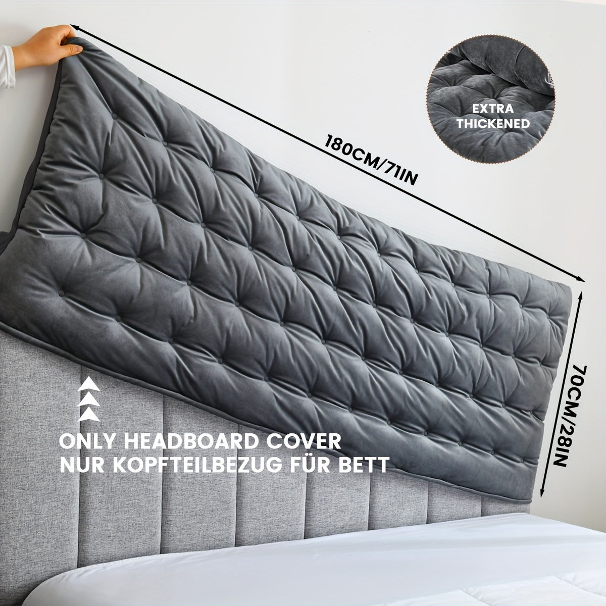 1 dona TEXSTEAD Qalin Boshqaruv Qopqog'i Silliq Kulrang - 100% Polyester, Mashinada Yuvish Mumkin, yotoqxonangizga qulaylik va uslub qo'shadi, mustahkam mato, tugmachali dizayn, uchun mukammal yaxshilanish