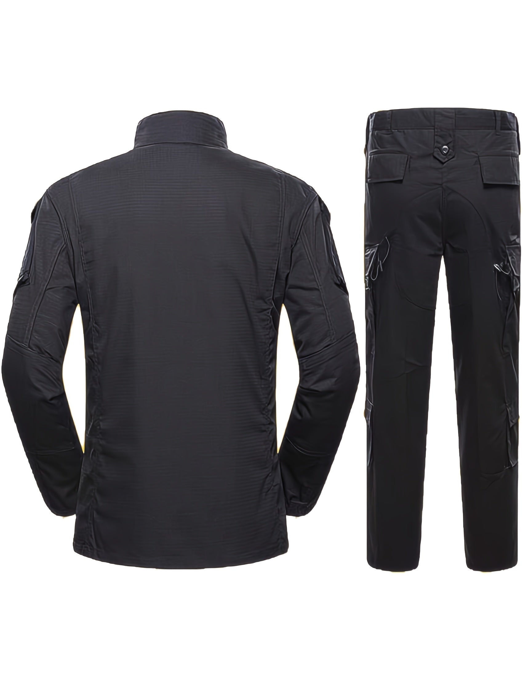 Conjunto de traje de entrenamiento con camuflaje de segunda generación, poliéster, chaqueta resistente con cremallera y pantalones cargo para actividades al aire libre