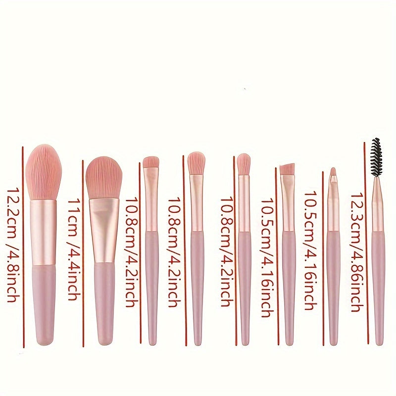 Juego de brochas de maquillaje para mujer 8 piezas suaves, portátiles y multicolores con bolsa para sombra de ojos, base