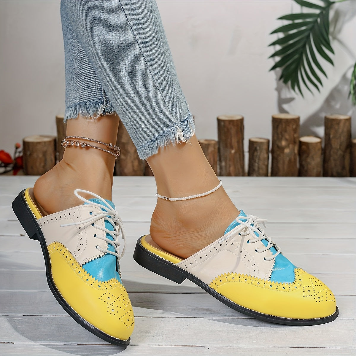 Women Summer Mules Comfortable Flat Shoes Casual Slip-On