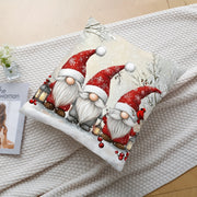 Christmas Gnome Pillowcase Soft Polyester 44.96cm x 44.96cm Snowy Landscape Red Berries Decor