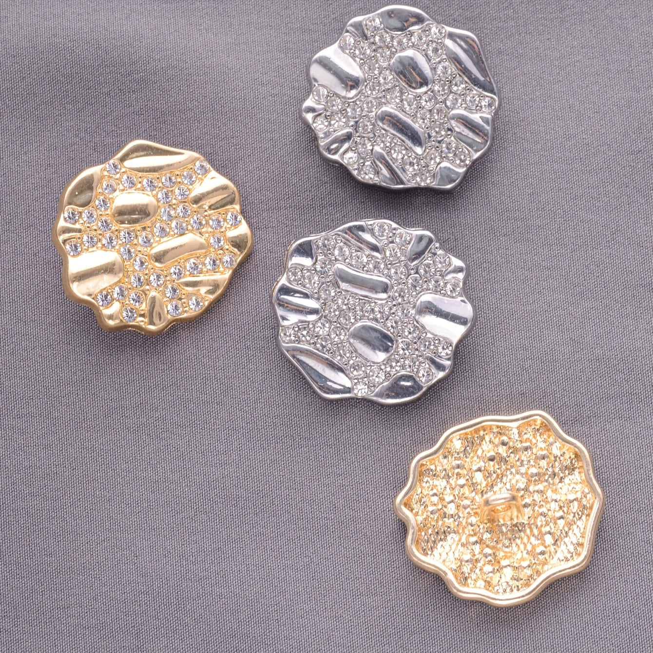 Set of 7 Handmade Irregular Alloy Buttons for Clothing and DIY Jewelry