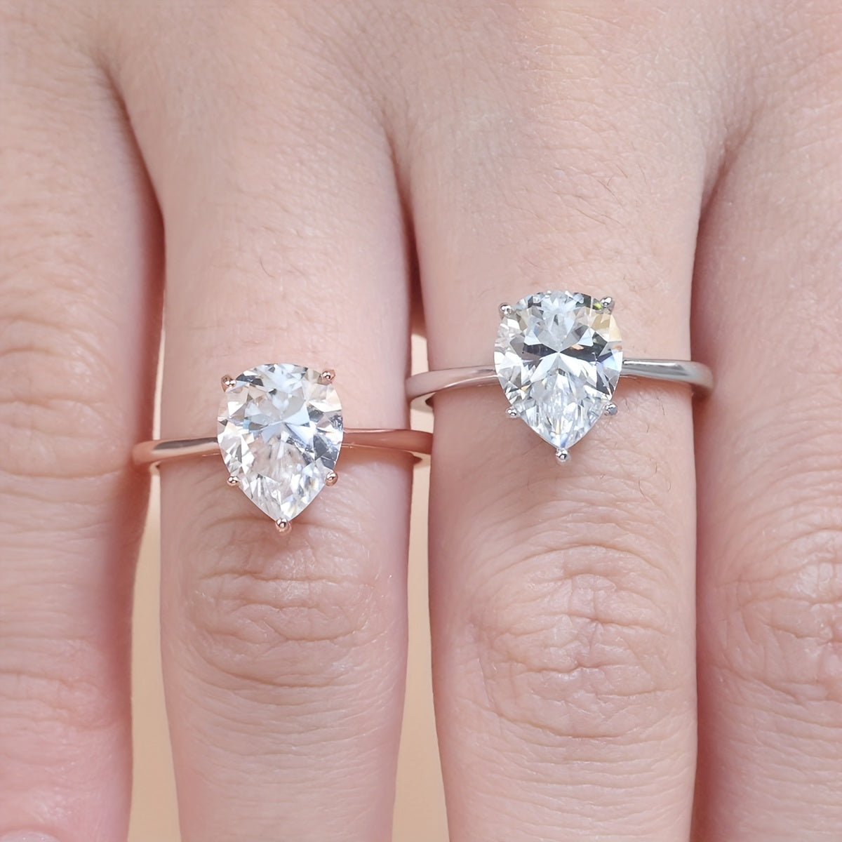 Hypoallergenic Moissanite Engagement Ring Sterling Silver Pear-Shaped 3ct 2ct 1ct