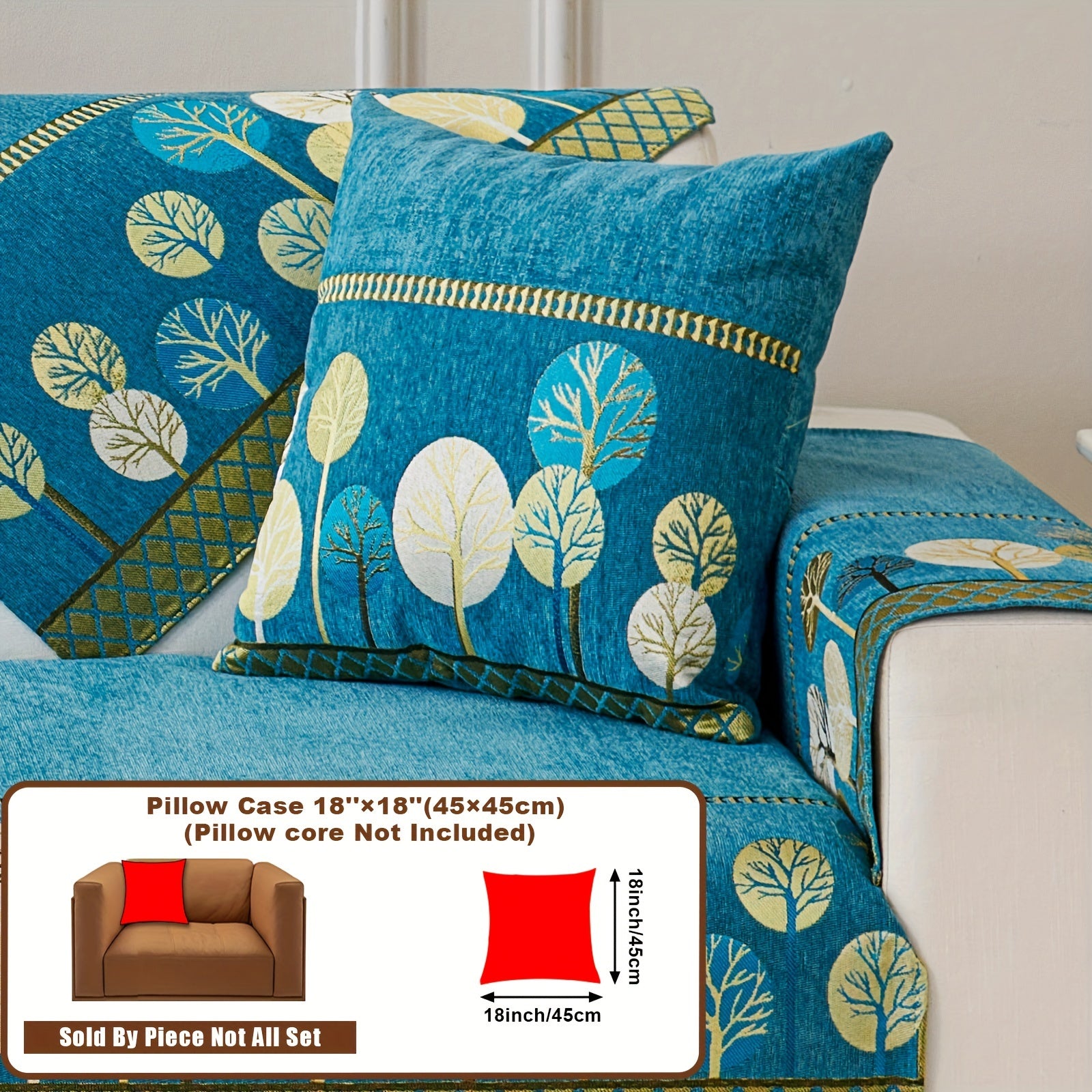 Boho Chic Jacquard Chenille Sofasi Qoplamasi Oygʻon Daraxt Mavzusi Boshqalar uchun Yoqimli Qattiq Yuvilishi Oʻz-oʻzidan yopishmaydigan Bardoshli Qalinlashtirilgan 4 oʻrindiqli kresloni mos keladi