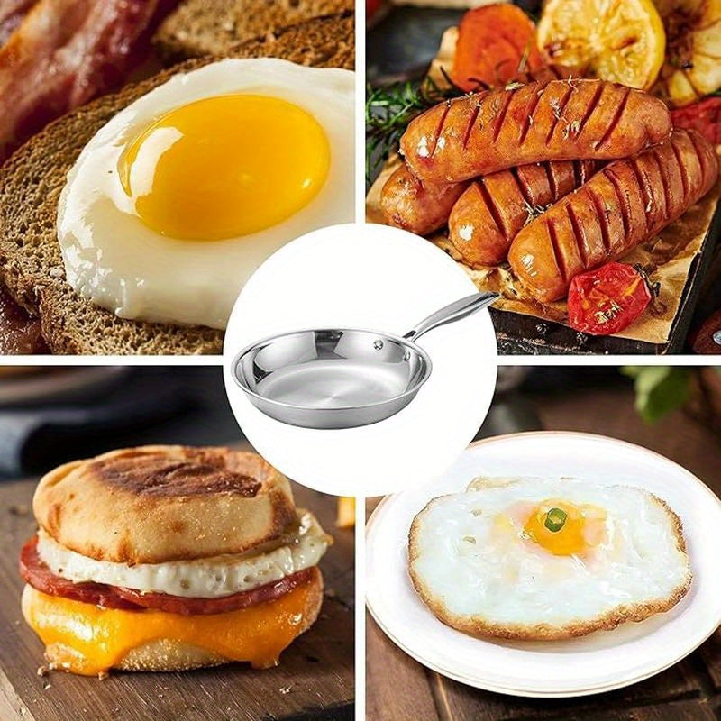 Sartén para filetes de acero inoxidable sin recubrimiento compatible con inducción y gas, regalo de cocina