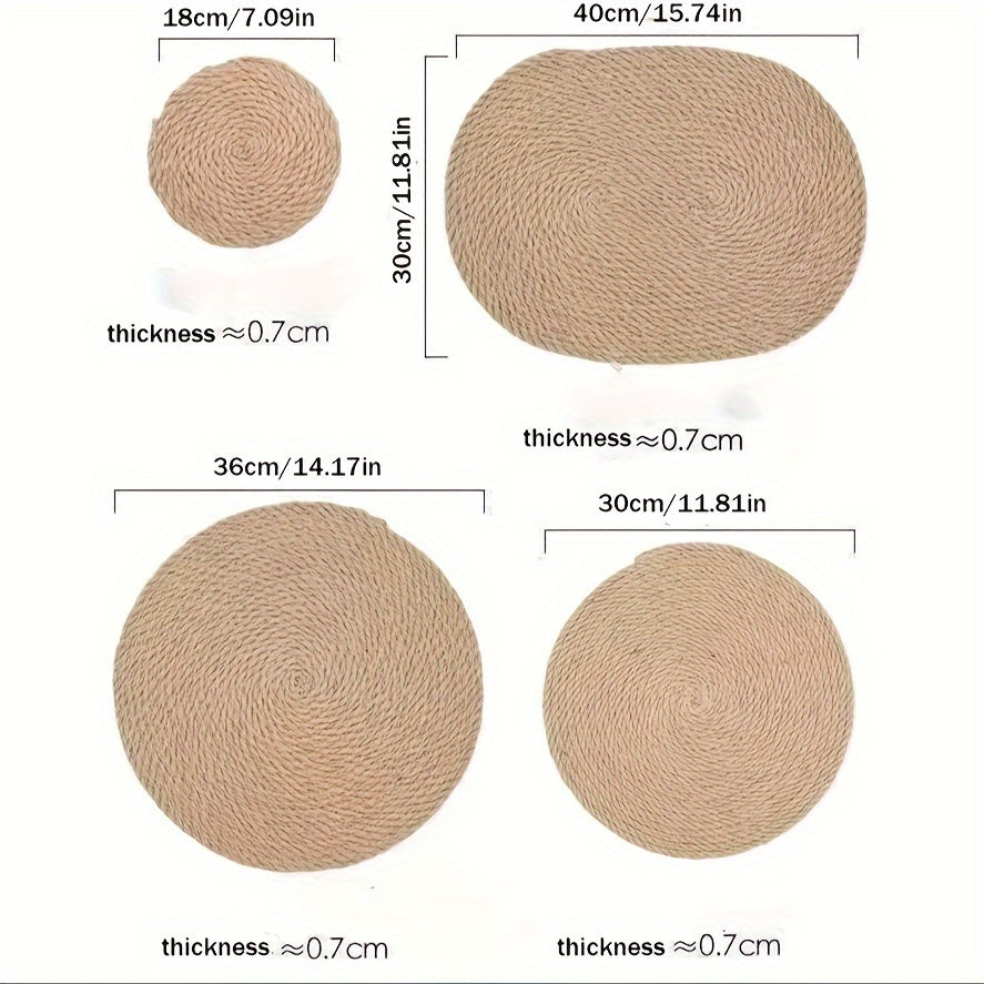 Japanese-Style Jute Placemat for Dining Table Insulation Bowl Pot Holder Coaster