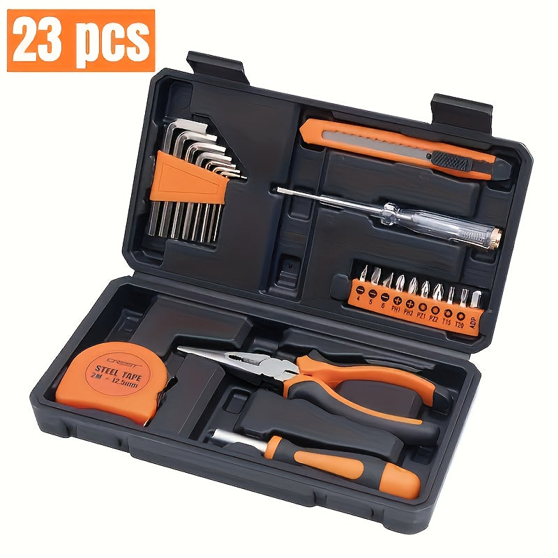 23-Piece Household Hand Tool Set for DIY Home Repair with Screwdrivers and Wrenches