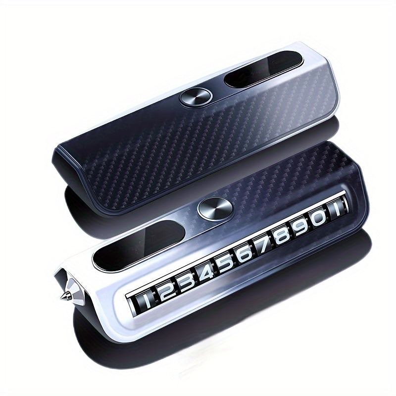 Wooden Car Dashboard Display with Emergency Hammer ABS Carbon Fiber Finish Multi-Functional Vehicle Accessory