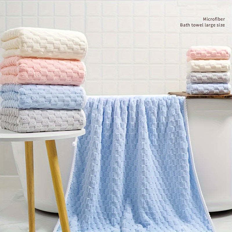 4pc Waffle Weave Towel Set Microfiber Quick-Dry Soft Durable Geometric Pattern